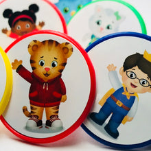 Load image into Gallery viewer, Daniel Tiger Cupcake toppers rings birthday party favors 